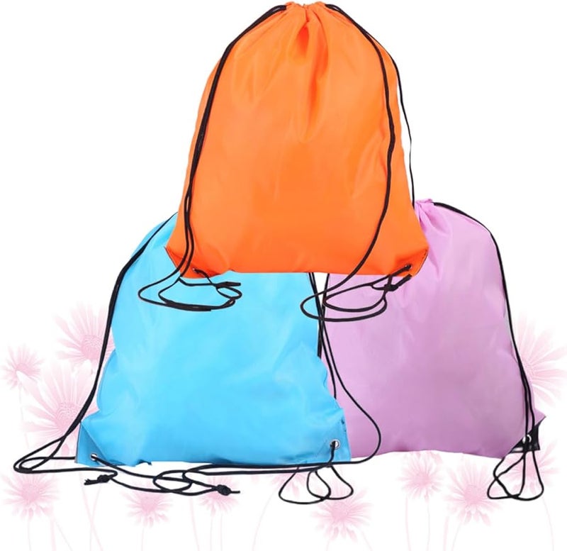3Pcs Waterproof Drawstring Bag Set Lightweight Travel Gym Sports Pouch Random Color - Image 3